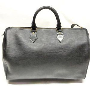 Vintage Louis Vuitton Epi Speedy 35 Black Leather Satchel Boston Bag Gold
